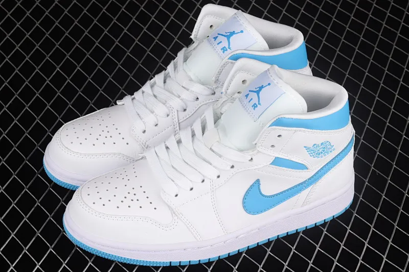 All Categories Air Jordan Jordan Series Basketball Shoes Air Jordan 1 Mid Different Versions Air Jordan 1 Mid AJ1 Joe 1 Lake Blue Zhongbang Basketball Shoes BQ6472-114